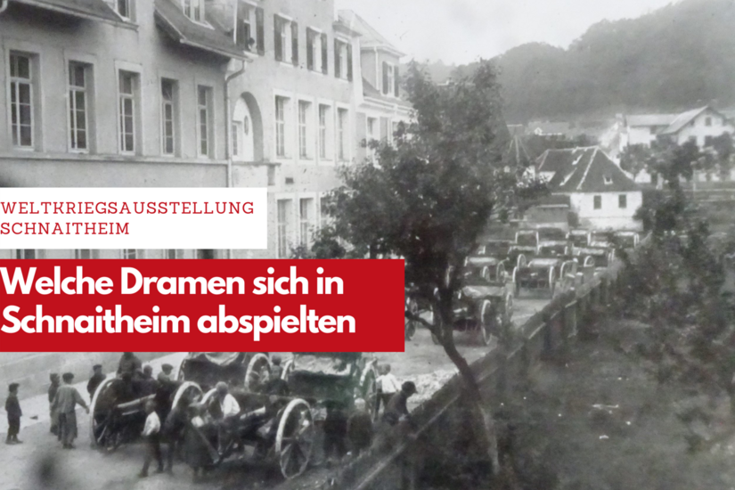 Bespannte Artillerie im Manöver vor der Eckschule in Schnaitheim im Jahr 1913. Im Laufe der folgenden Jahre änderte sich die Stimmung.