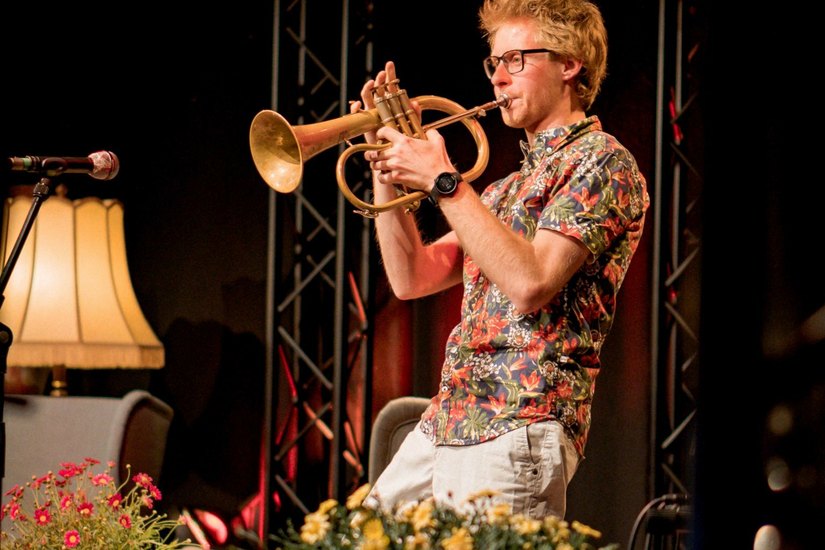 Das Lörracher Trompetentalent Christian Grässlin bei einer Aufführung.