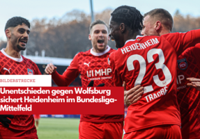 Torreiche Auseinandersetzung: Moritz Jenz gleicht mit einem unglücklichen Eigentor aus. Heidenheim und Wolfsburg trennen sich im packenden Bundesliga-Duell mit einem 1:1-Unentschieden. | Foto: Dennis Straub