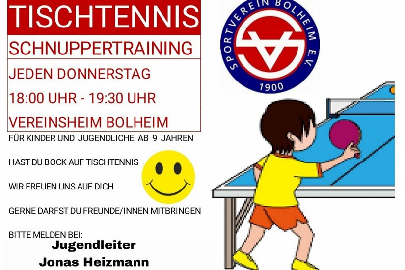 Tischtennis Schnupperkurs in Bolheim