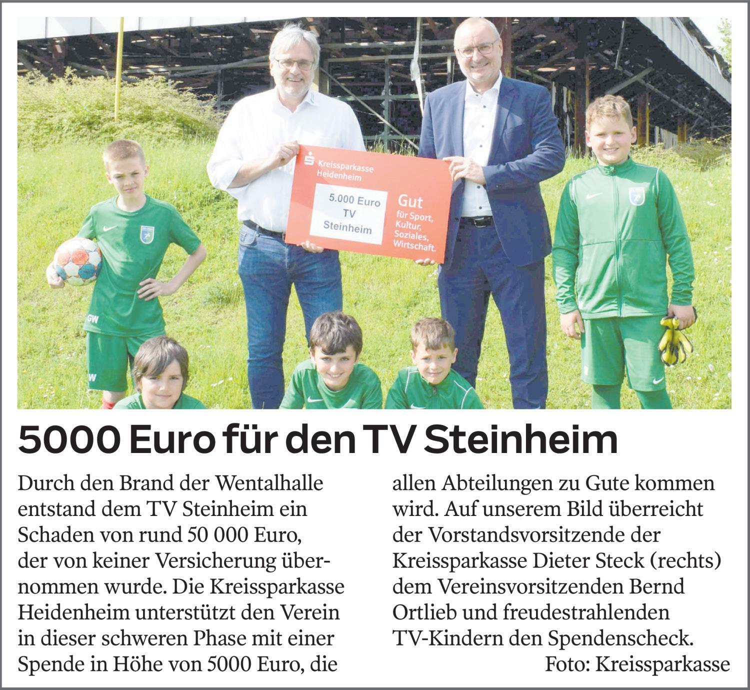 Spende an TV Steinheim
