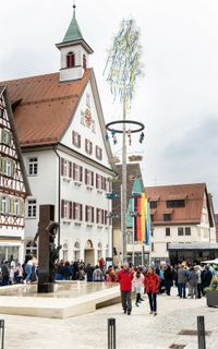 Ein gelungenes Maibaumfest begeisterte die Besucherinnen und Besucher in Giengen auf dem neuen Rathausplatz.